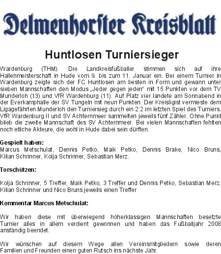 turniersieg in wardenburg